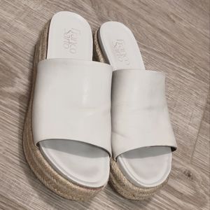 White Franco Sarto Platform Wedge Slip on